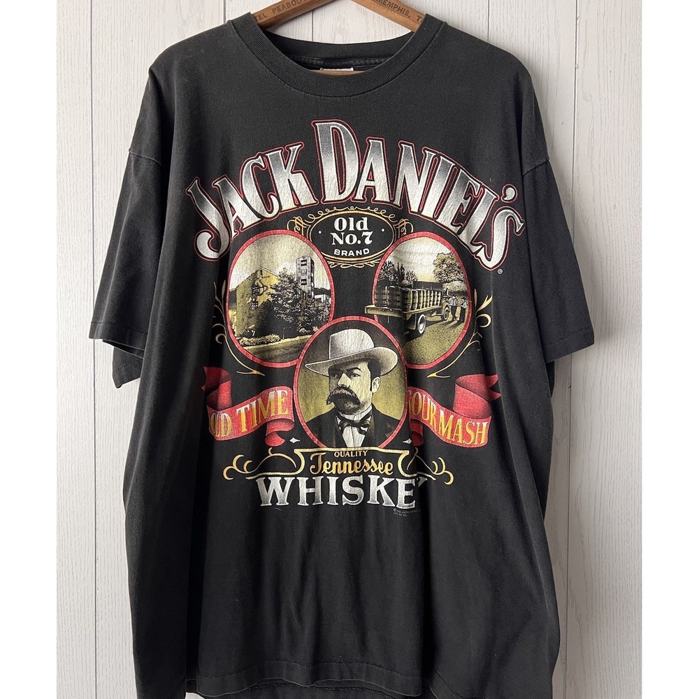 Vintage 90's Jack Daniels 1991 Whiskey Sour Mash Single Stitch T Shirt XL Black - Picture 1 of 14